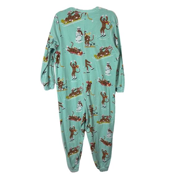 Nick & Nora Size XL One Piece Down Hill Sock Monkeys Fuzzy Winter Sledding Snow - Picture 7 of 7